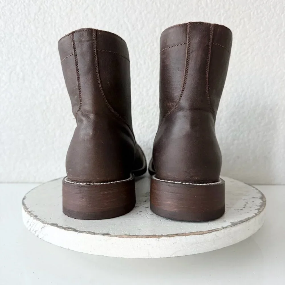 NEW Lane Mens Brown Ankle Boots Size 10 Lace-up Casual Genuine Leather Sole